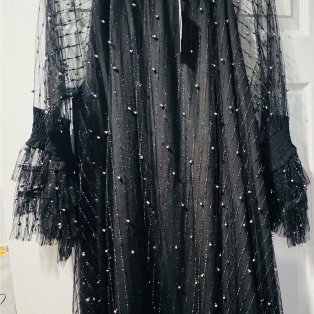 Grace Elegant Black Dress with Pearl Embellishments